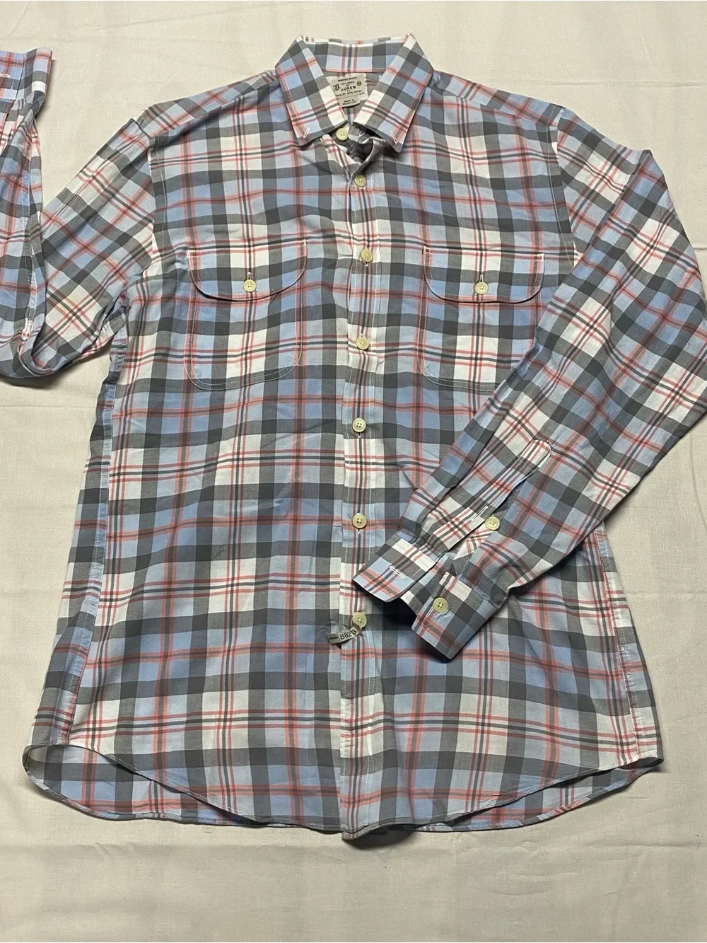 J. Crew Men's Plaid Button-Down Shirt in Blue, Gray, White